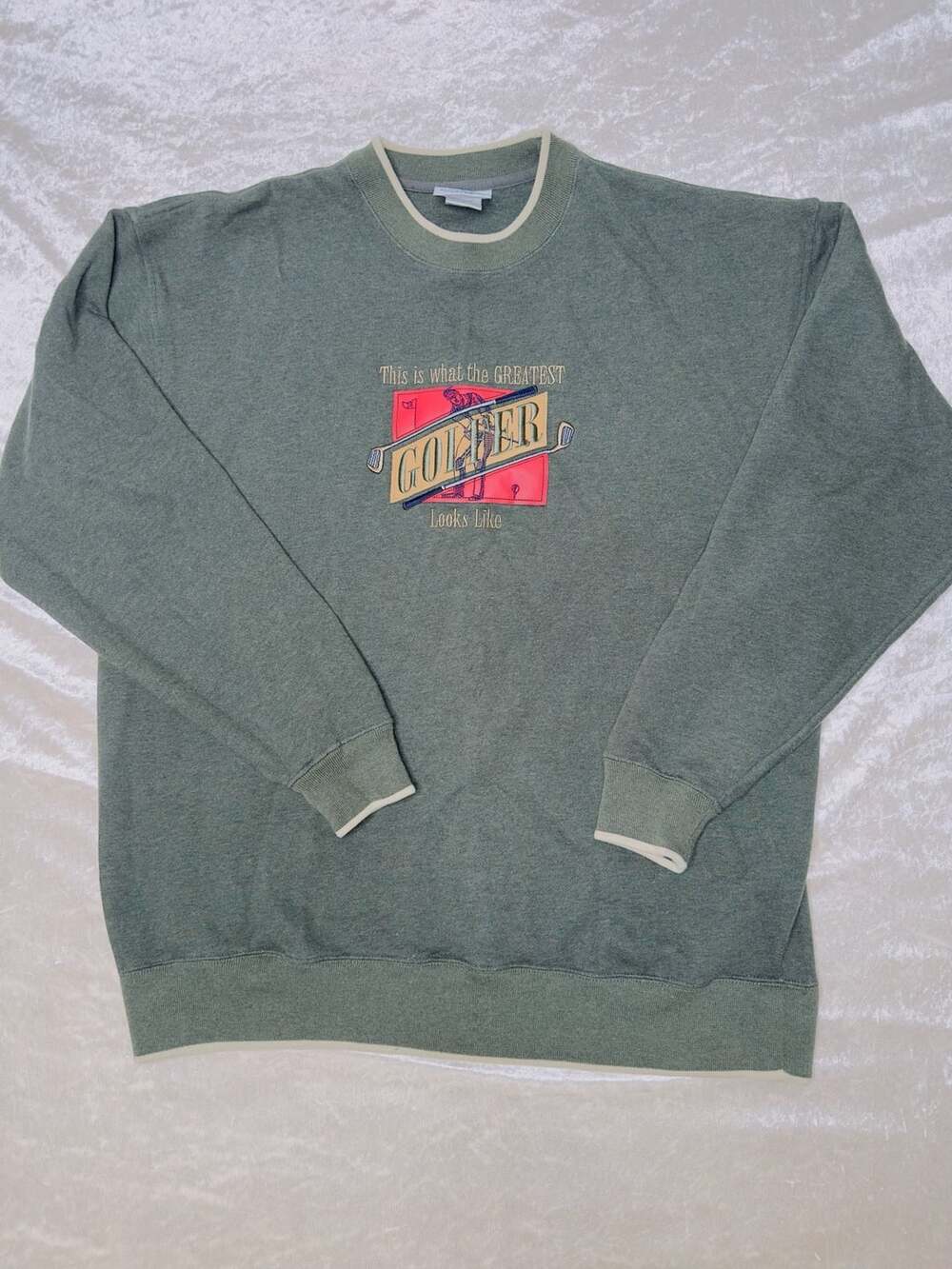 M&C Sport Golf Sweatshirt Green Vintage The Greatest Golfer Looks Like